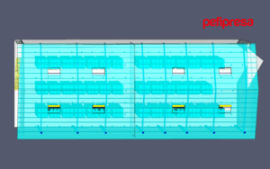 CFD simulation validating the extinguishing coefficient of automatic sprinklers in an industrial warehouse